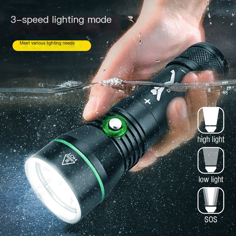 Deepline 2000 Dive Light — 2000 Lumen Rechargeable Underwater Torch (IPX8, 110m)